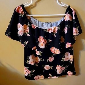 Black floral off the shoulders top